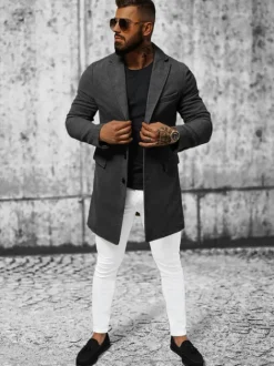 Fashion Herren Mantel Anthrazit JB/1047Z Herren Mäntel