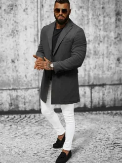 Fashion Herren Mantel Anthrazit JB/1047Z Herren Mäntel