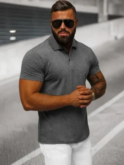 Hot Herren Poloshirt Anthrazit JS/8T80/5Z Herren Poloshirts | T-shirts Ohne Print