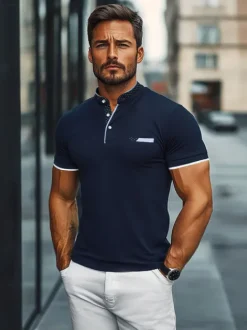 Online Herren Poloshirt Dunkelblau O/M2810 Herren Poloshirts | T-shirts Ohne Print