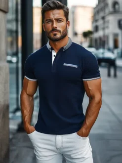 Online Herren Poloshirt Dunkelblau O/PA6628 Herren Poloshirts | T-shirts Ohne Print