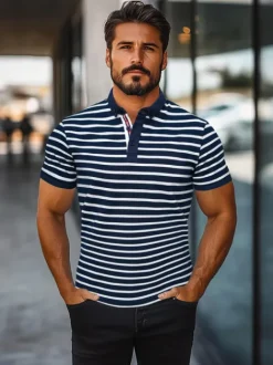 Online Herren Poloshirt Dunkelblau O/PA6636 Herren Poloshirts | T-shirts Mit Print