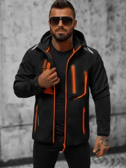 New Herren softshell jacke schwarz und orange JS/HH026/1Z Herren Softshelljacken | Übergangsjacken