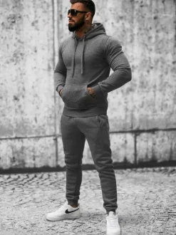 Outlet Herren Sportanzug Anthrazit JS/XW2009 Herren Trainingsanzüge Ohne Print