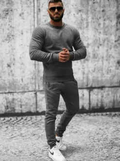 Best Herren Sportanzug Anthrazit JS/XW2001 Herren Trainingsanzüge Ohne Print