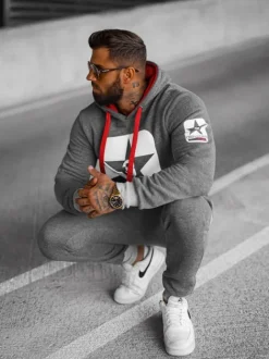 Online Herren Sportanzug Anthrazit JS/8C59/5Z Herren Trainingsanzüge Mit Print