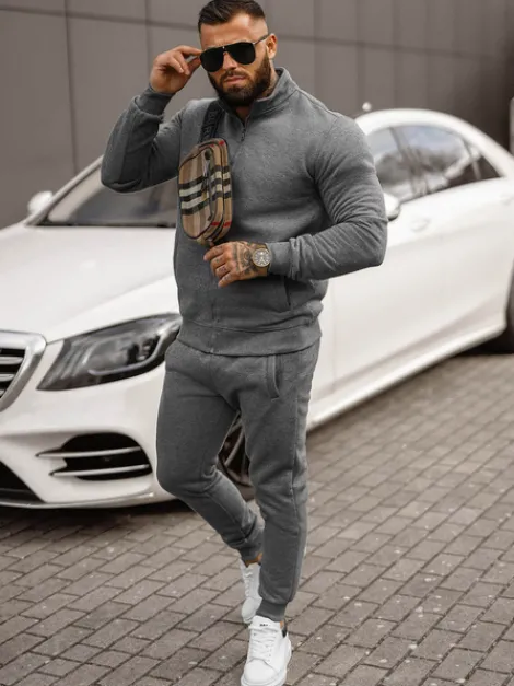 Fashion Herren Sportanzug Anthrazit JS/68C10385/5Z Herren Trainingsanzüge Ohne Print
