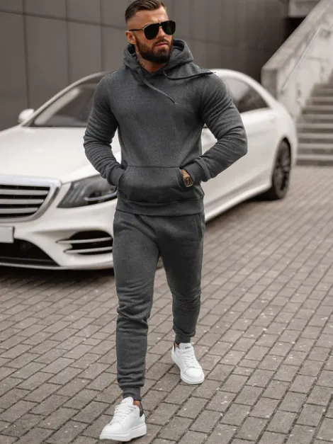Outlet Herren Sportanzug Anthrazit JS/68C10381/5Z Herren Trainingsanzüge Ohne Print
