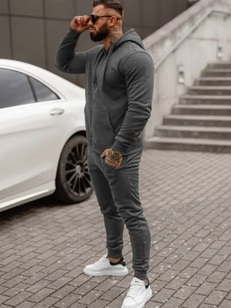 Outlet Herren Sportanzug Anthrazit JS/68C10386/5Z Herren Trainingsanzüge Ohne Print
