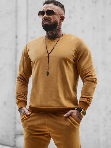Best Herren Sportanzug Camel O/12130Z Herren Velours Trainingsanzüge