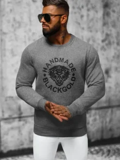 Discount Herren Sweatshirt Anthrazit NB/MF2008 Herren Sweatshirts Mit Print | Sweatshirts Ohne Kapuze