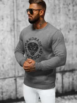 Discount Herren Sweatshirt Anthrazit NB/MF2008 Herren Sweatshirts Mit Print | Sweatshirts Ohne Kapuze