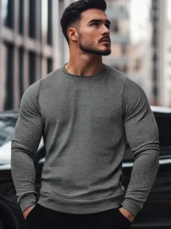 Best Herren Sweatshirt Dunkelgrau JS/2001-10Z Herren Sweatshirts Ohne Kapuze