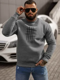 New Herren Sweatshirt Dunkelgrau JS/8B1361/5 Herren Sweatshirts Mit Print | Sweatshirts Ohne Kapuze
