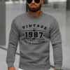 Hot Herren Sweatshirt Dunkelgrau JS/8B1359/5 Herren Sweatshirts Mit Print | Sweatshirts Ohne Kapuze