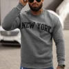 New Herren Sweatshirt Dunkelgrau JS/8B1362/5 Herren Sweatshirts Mit Print | Sweatshirts Ohne Kapuze