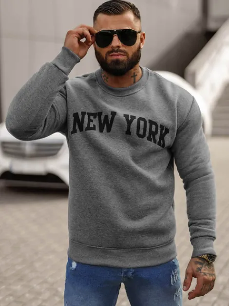 New Herren Sweatshirt Dunkelgrau JS/8B1362/5 Herren Sweatshirts Mit Print | Sweatshirts Ohne Kapuze