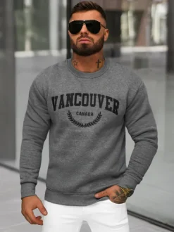 Clearance Herren Sweatshirt Dunkelgrau JS/8B1363/5 Herren Sweatshirts Mit Print | Sweatshirts Ohne Kapuze