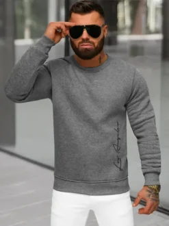 New Herren Sweatshirt Dunkelgrau JS/8B1357/5 Herren Sweatshirts Mit Print | Sweatshirts Ohne Kapuze