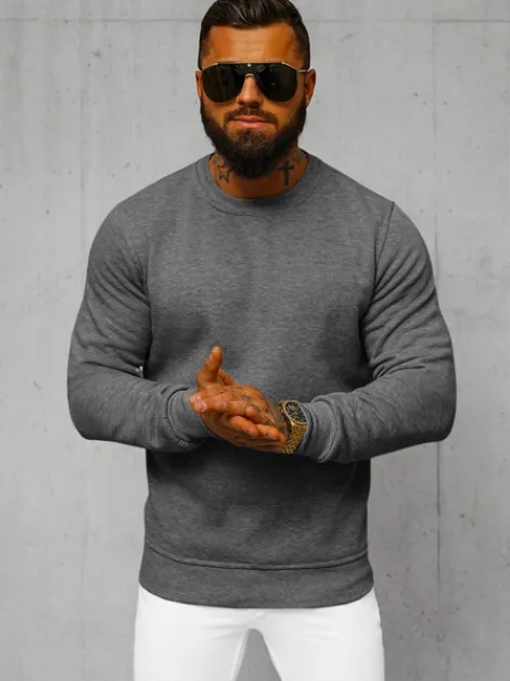 Outlet Herren Sweatshirt Dunkelgrau JS/2001-10Z Herren Sweatshirts Ohne Kapuze
