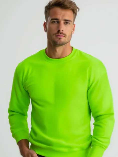 Clearance Herren Sweatshirt Grün-Neon JS/2001-10Z Herren Sweatshirts Ohne Kapuze