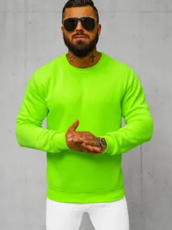 Fashion Herren Sweatshirt Grün-Neon JS/2001-10Z Herren Sweatshirts Ohne Kapuze
