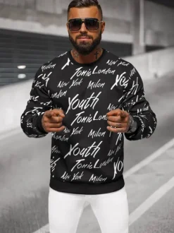 Online Herren Sweatshirt JS/8B1189/3 Herren Sweatshirts Mit Print | Sweatshirts Ohne Kapuze