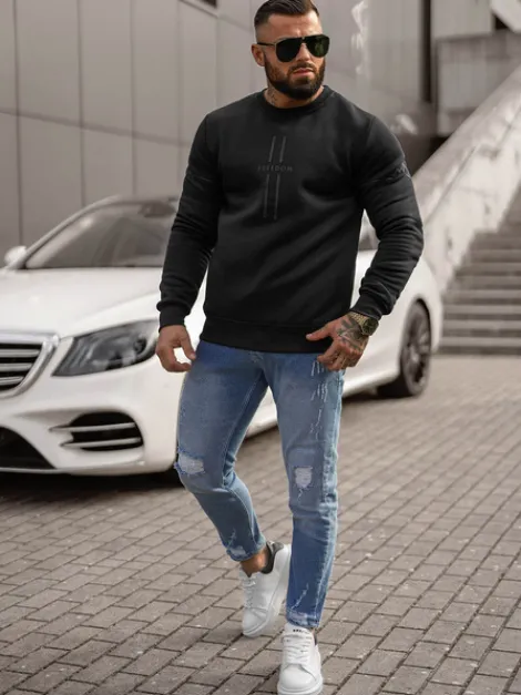 New Herren Sweatshirt JS/8B1358/3 Herren Sweatshirts Mit Print | Sweatshirts Ohne Kapuze