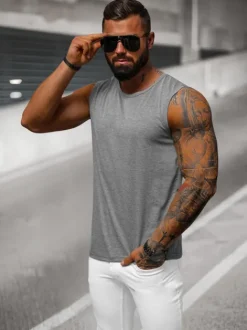Best Herren Tank Top Anthrazit JS/99001Z Herren Tank Tops | T-shirts Ohne Print