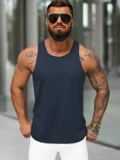 Fashion Herren Tank Top Dunkelblau JS/99002Z Herren Tank Tops | T-shirts Ohne Print