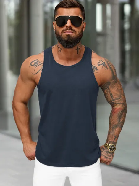 Fashion Herren Tank Top Dunkelblau JS/99002Z Herren Tank Tops | T-shirts Ohne Print
