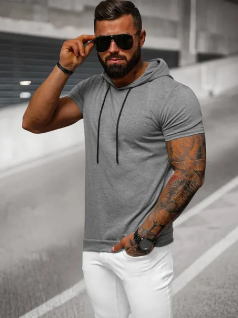 Clearance Herren T-shirt Anthrazit JS/8T955/5 Herren T-shirts Mit Kapuze | T-shirts Ohne Print