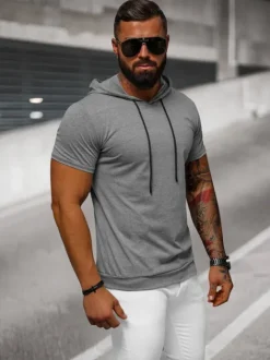Clearance Herren T-shirt Anthrazit JS/8T955/5 Herren T-shirts Mit Kapuze | T-shirts Ohne Print