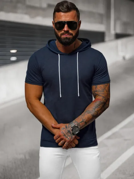 Fashion Herren T-shirt Dunkelblau JS/8T955/25 Herren T-shirts Mit Kapuze | T-shirts Ohne Print