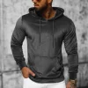 Fashion Herren Velours Kapuzenpullover Anthrazit JS/8B1170/6 Herren Sweatshirts Ohne Print | Kapuzenpullover