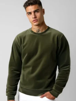 Clearance Herren Velours Sweatshirt JS/8B1166/29 Herren Sweatshirts Ohne Print | Sweatshirts Ohne Kapuze