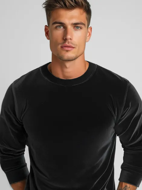 Fashion Herren Velours Sweatshirt JS/8B1166/3 Herren Sweatshirts Ohne Print | Sweatshirts Ohne Kapuze