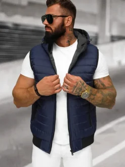 Sale Herren Weste Dunkelblau JS/MY88Z Herren Kapuzenwesten | Steppwesten