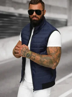 New Herren Weste Dunkelblau JS/MY77Z Herren Steppwesten