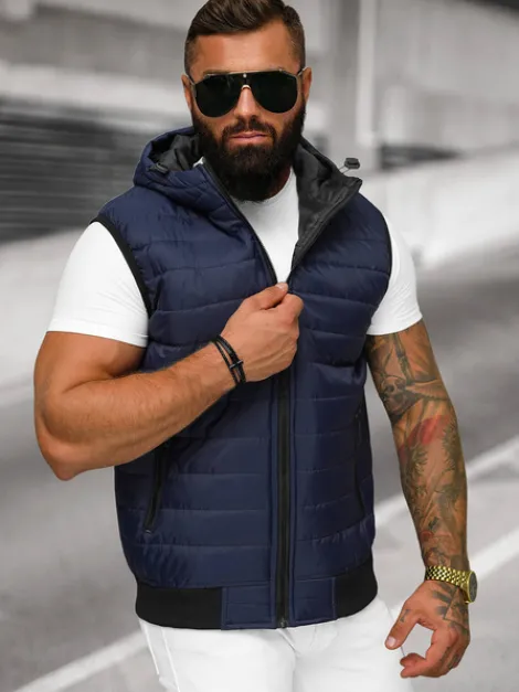Sale Herren Weste Dunkelblau JS/MY88Z Herren Kapuzenwesten | Steppwesten