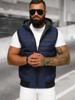 Sale Herren Weste Dunkelblau JS/MY88Z Herren Kapuzenwesten | Steppwesten