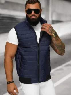New Herren Weste Dunkelblau JS/MY77Z Herren Steppwesten