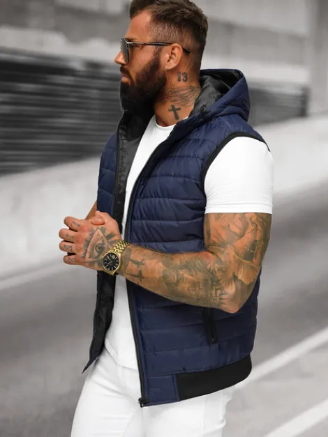 Sale Herren Weste Dunkelblau JS/MY88Z Herren Kapuzenwesten | Steppwesten