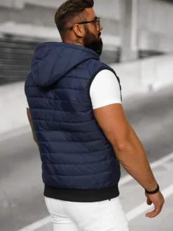 Sale Herren Weste Dunkelblau JS/MY88Z Herren Kapuzenwesten | Steppwesten