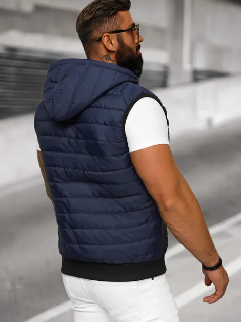 Sale Herren Weste Dunkelblau JS/MY88Z Herren Kapuzenwesten | Steppwesten