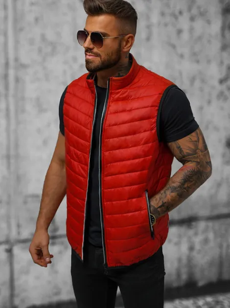 New Herren Weste Dunkelrot N/7103/5Z Herren Steppwesten