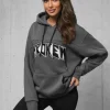 Hot Kapuzenpullover Anthrazit O/SWE23019Z Damen Sweatshirts Mit Print