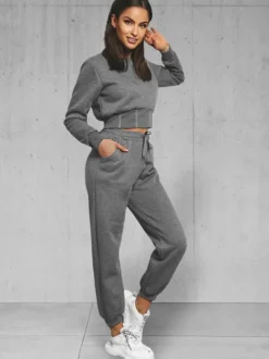 Fashion Zweiteiliges Trainingsanzug-Set Anthrazit JS/8C78/5 Damen Trainingsanzüge Ohne Kapuze