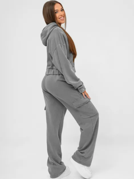 Best Zweiteiliges Trainingsanzug-Set Anthrazit JS/M60051AB Damen Trainingsanzüge Mit Reißverschluss | Trainingsanzüge Mit Kapuze